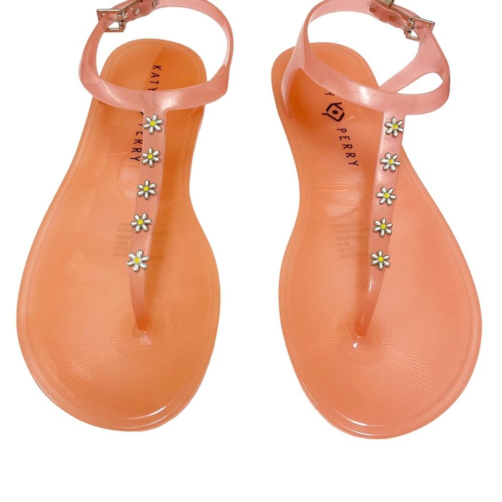 Katy Perry Geli T-strap Flat Sandals in Daisy Pink Oasis size 8 NWOB - Picture 4 of 6